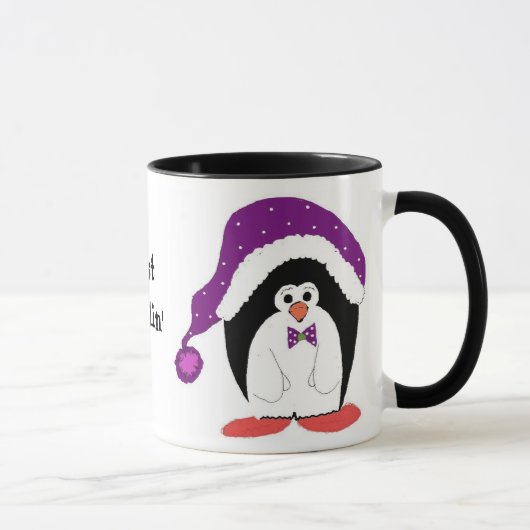 Pinguïn in een Paarse Hoed Mok (Rechts)