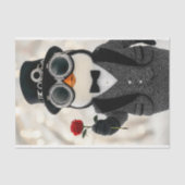 Pinguïn in een pak + rode roos AH5Z Decoupage Tissuepapier (Voorkant)