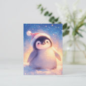 Pinguïn in een rode kerstmuts briefkaart (Staand voorkant)