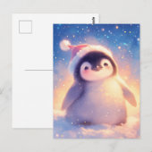 Pinguïn in een rode kerstmuts briefkaart (Voorkant / Achterkant)
