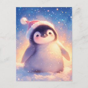 Pinguïn in een rode kerstmuts briefkaart