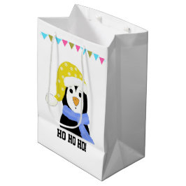 Pinguïn in feesthoed en sjaal medium cadeauzakje