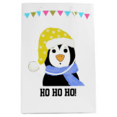 Pinguïn in feesthoed en sjaal medium cadeauzakje (Voorkant)