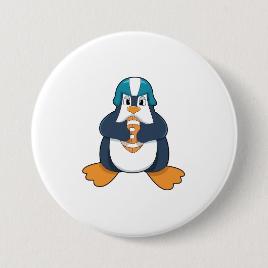 Pinguïn in Football Sport Ronde Button 7,6 Cm (Voorkant)