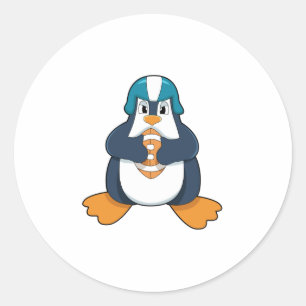 Pinguïn in Football Sport Ronde Sticker