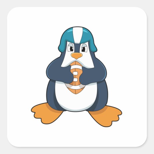 Pinguïn in Football Sport Vierkante Sticker (Voorkant)
