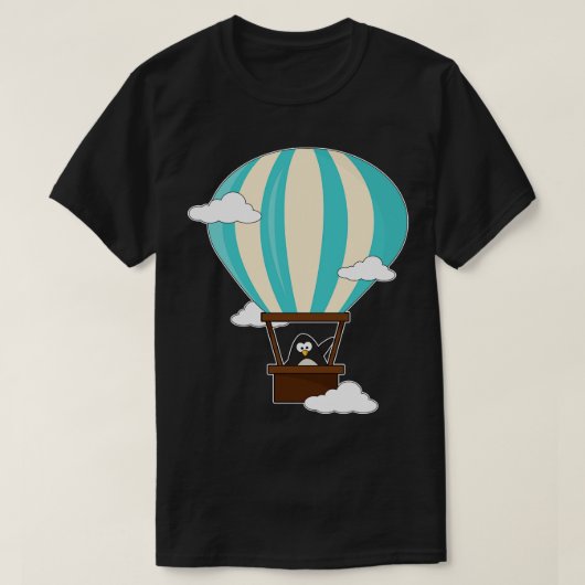 Pinguïn in Hete Luchtballon Wolken T-shirt (Design voorkant)
