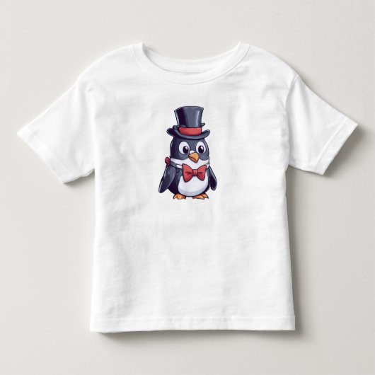 Pinguïn in hoge hoed kinder shirts (Voorkant)