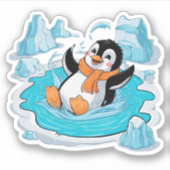 Pinguïn in ijs sticker (Voorkant)
