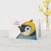 Pinguïn in pet met Acorn Holiday Card Kaart (Gele Bloem)