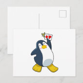 Pinguïn in Poker met pokerkaarten Briefkaart (Voorkant / Achterkant)