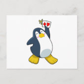 Pinguïn in Poker met pokerkaarten Briefkaart (Voorkant)