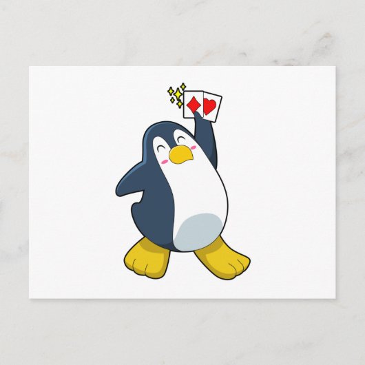 Pinguïn in Poker met pokerkaarten Briefkaart (Voorkant)