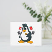Pinguïn in Poker met pokerkaarten Briefkaart (Staand voorkant)
