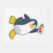 Pinguïn in Poker met pokerkaarten Fleece Deken (Voorkant (Horizontaal))