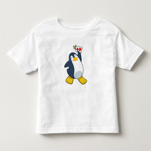 Pinguïn in Poker met pokerkaarten Kinder Shirts (Voorkant)