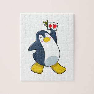 Pinguïn in Poker met pokerkaarten Legpuzzel