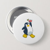 Pinguïn in Poker met pokerkaarten Ronde Button 7,6 Cm (Voorkant /achterkant)