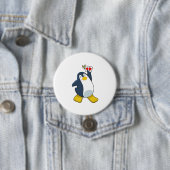 Pinguïn in Poker met pokerkaarten Ronde Button 7,6 Cm (In situ)