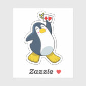Pinguïn in Poker met pokerkaarten Sticker (Vel)