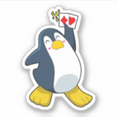 Pinguïn in Poker met pokerkaarten Sticker (Voorkant)