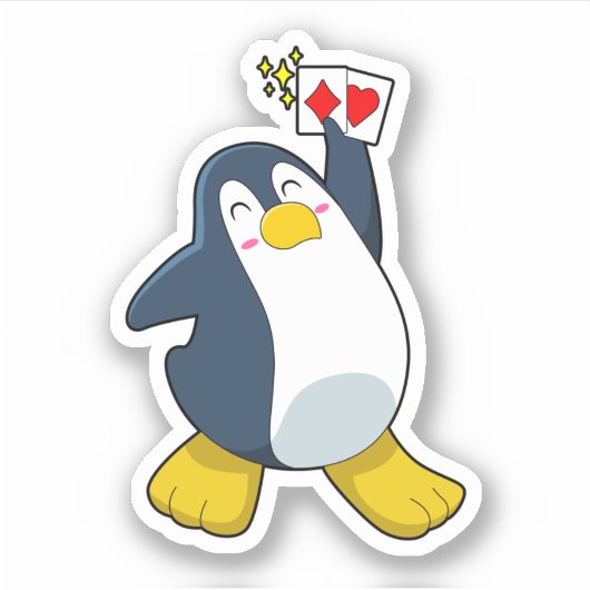Pinguïn in Poker met pokerkaarten Sticker (Voorkant)