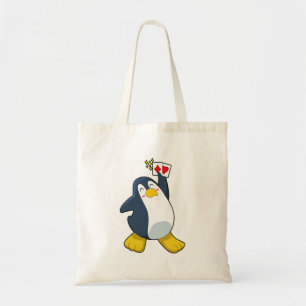 Pinguïn in Poker met pokerkaarten Tote Bag