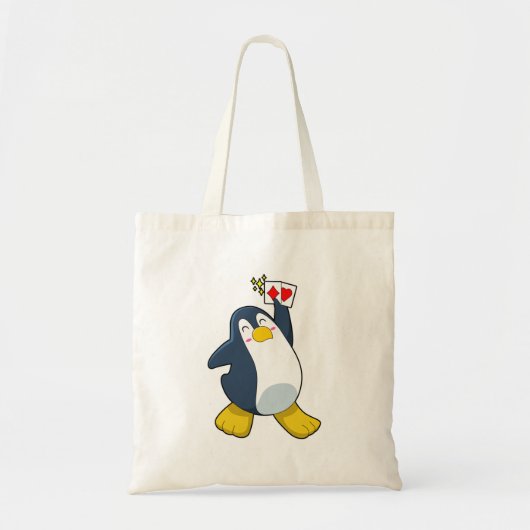 Pinguïn in Poker met pokerkaarten Tote Bag (Voorkant)