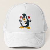 Pinguïn in Poker met pokerkaarten Trucker Pet (Voorkant)
