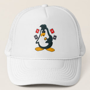 Pinguïn in Poker met pokerkaarten Trucker Pet