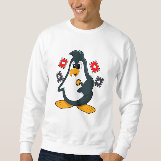 Pinguïn in Poker met pokerkaarten Trui (Voorkant)