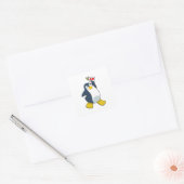 Pinguïn in Poker met pokerkaarten Vierkante Sticker (Envelop)