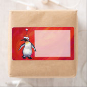 Pinguïn in Santa Hat op rood Etiket (Insitu)