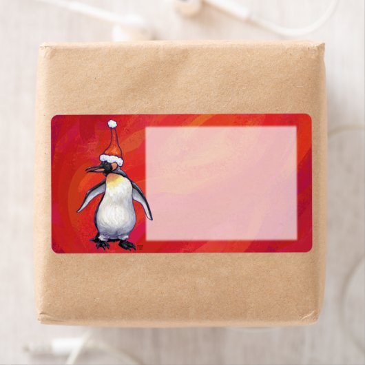 Pinguïn in Santa Hat op rood Etiket (Insitu)