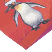 Pinguïn in Santa Hat op rood Korte Tafelloper (Hoek)