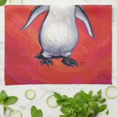 Pinguïn in Santa Hat op rood Theedoek (Gevouwen)