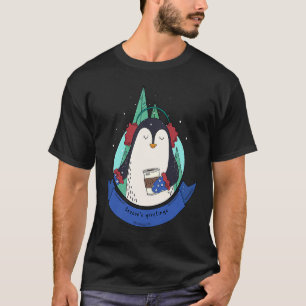 Pinguïn in sneeuw blij met koffie-oormufjes Mitten T-shirt