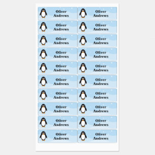 Pinguïn in sneeuw naamlabels voor kinderopvang of  labels