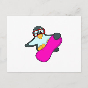 Pinguïn in Snowboard Sports & Ski goggles Briefkaart