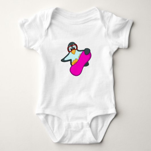 Pinguïn in Snowboard Sports & Ski goggles Romper (Voorkant)
