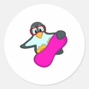 Pinguïn in Snowboard Sports & Ski goggles Ronde Sticker