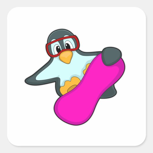 Pinguïn in Snowboard Sports & Ski goggles Vierkante Sticker (Voorkant)