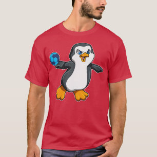 Pinguïn in sport met handbal t-shirt