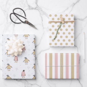 Pinguïn in Truien Inpakpapier Set van 3 Vel