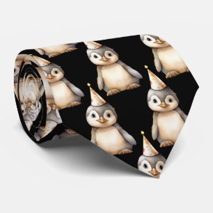 Pinguïn in Verjaardagshoed Nekdas Stropdas