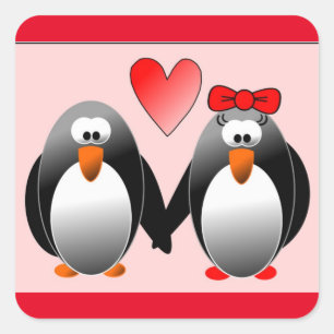 PINGUÏN IS VERLIEFD VIERKANTE STICKER