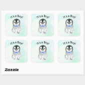 Pinguïn Jongen Winter Baby Borrel Sticker (Vel)