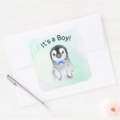 Pinguïn Jongen Winter Baby Borrel Sticker (Envelop)