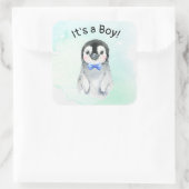 Pinguïn Jongen Winter Baby Borrel Sticker (Tas)