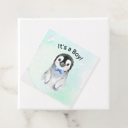 Pinguïn Jongen Winter Bedankjes Labels (In situ)